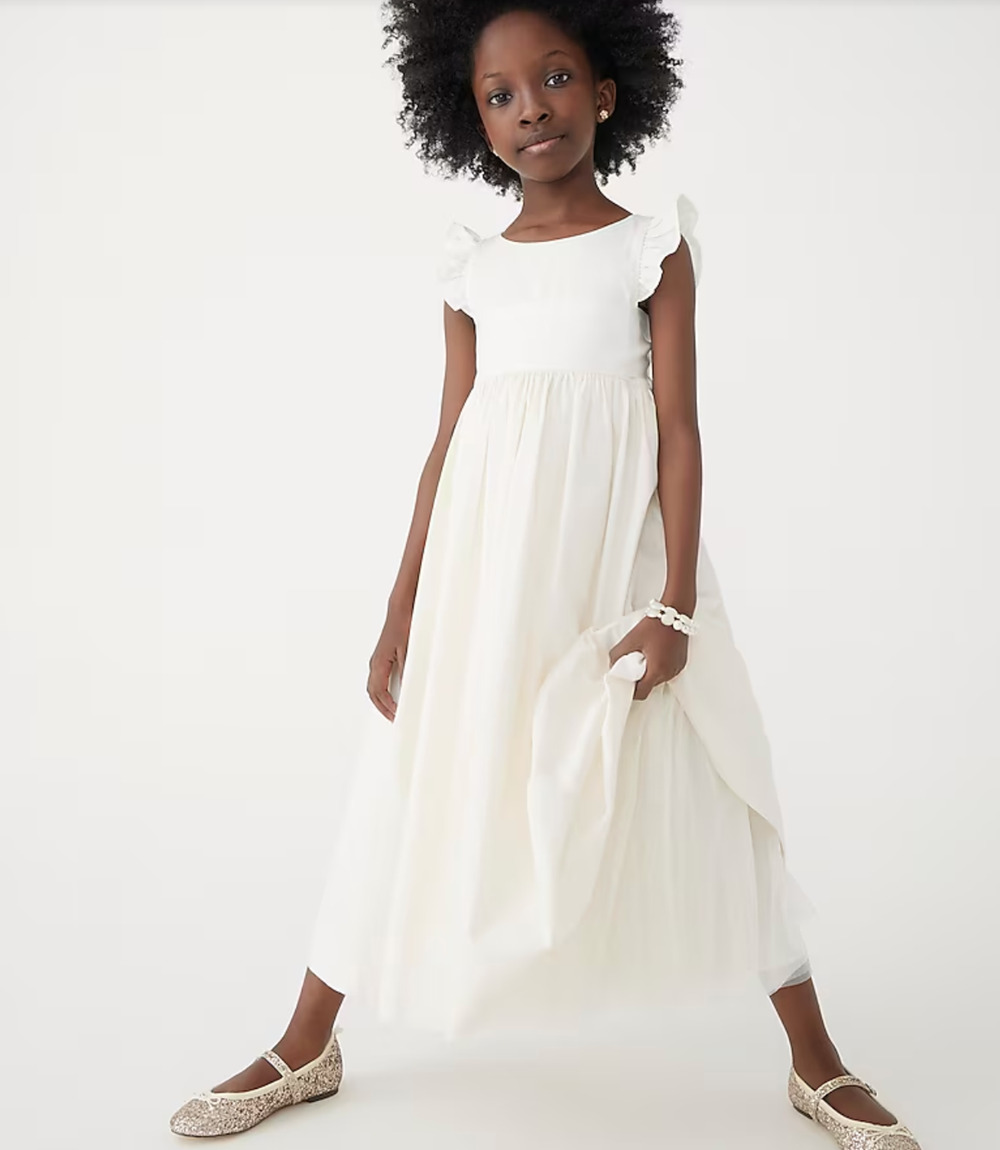 J Crew crewcuts Girls Flutter Dress 6 NWT White Wedding Church BI927 J.Crew